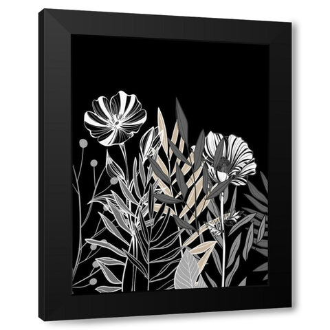 Floral Leaves 2 Black Modern Wood Framed Art Print by Allen, Kimberly
