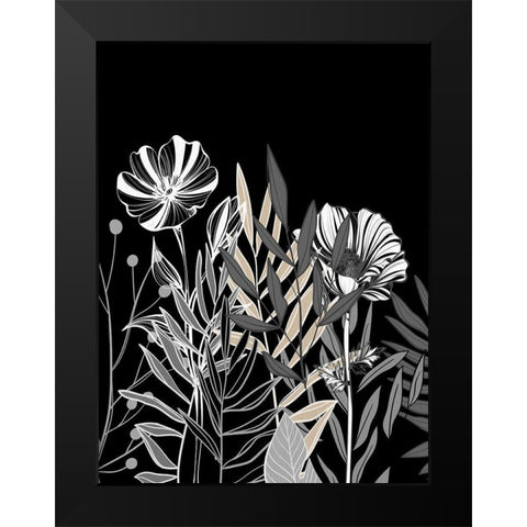 Floral Leaves 2 Black Modern Wood Framed Art Print by Allen, Kimberly