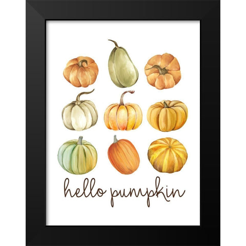 Hello Pumpkin Collage Black Modern Wood Framed Art Print by Allen, Kimberly