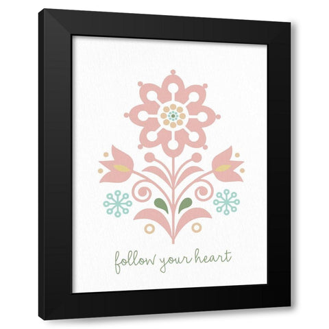 Folk Flower 1 Black Modern Wood Framed Art Print by Allen, Kimberly
