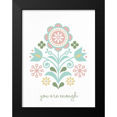 Folk Flower 2 Black Modern Wood Framed Art Print by Allen, Kimberly
