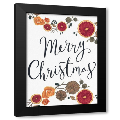 Merry Christmas Dried Fruit Black Modern Wood Framed Art Print with Double Matting by Allen, Kimberly
