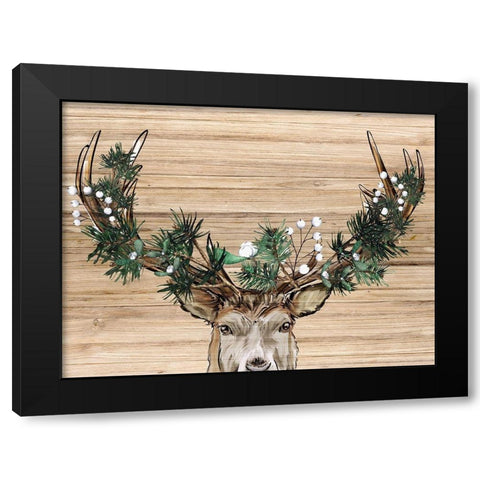 Woodland Deer Black Modern Wood Framed Art Print with Double Matting by Allen, Kimberly