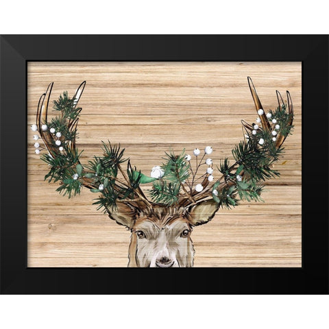 Woodland Deer Black Modern Wood Framed Art Print by Allen, Kimberly