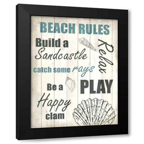 Beach Rules 1 Black Modern Wood Framed Art Print with Double Matting by Allen, Kimberly