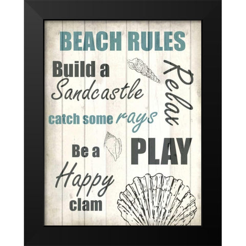 Beach Rules 1 Black Modern Wood Framed Art Print by Allen, Kimberly