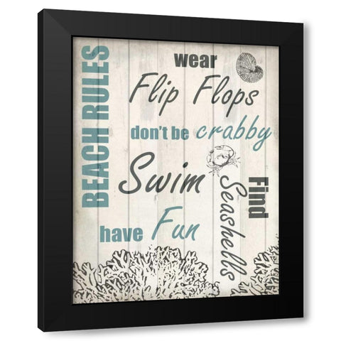 Beach Rules 2 Black Modern Wood Framed Art Print with Double Matting by Allen, Kimberly