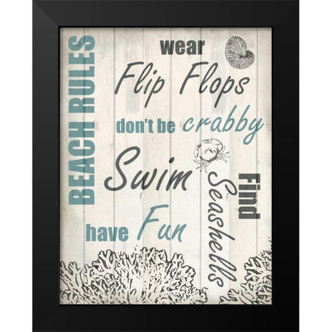 Beach Rules 2 Black Modern Wood Framed Art Print by Allen, Kimberly