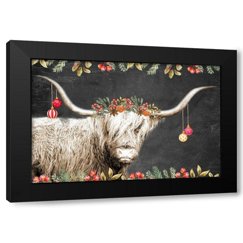 Highland Christmas Black Modern Wood Framed Art Print with Double Matting by Allen, Kimberly