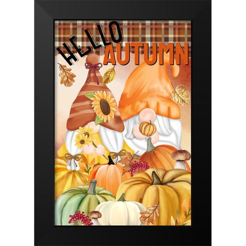 Gnome Fall Hello Autumn Black Modern Wood Framed Art Print by Allen, Kimberly
