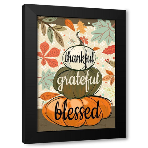 Thankful Grateful Blessed Black Modern Wood Framed Art Print with Double Matting by Allen, Kimberly