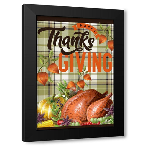Turkey Thanksgiving Black Modern Wood Framed Art Print with Double Matting by Allen, Kimberly