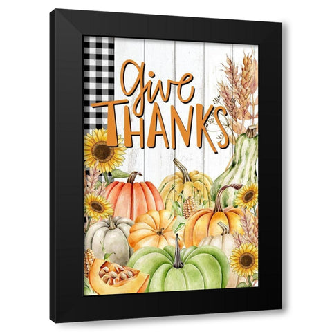 Give Thanks Black Modern Wood Framed Art Print with Double Matting by Allen, Kimberly