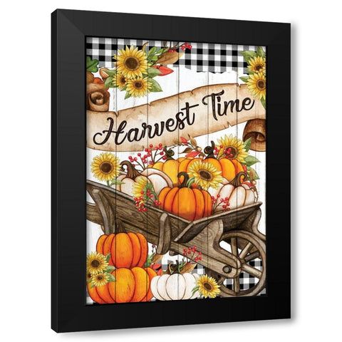 Wheelbarrow Pumpkins Black Modern Wood Framed Art Print with Double Matting by Allen, Kimberly