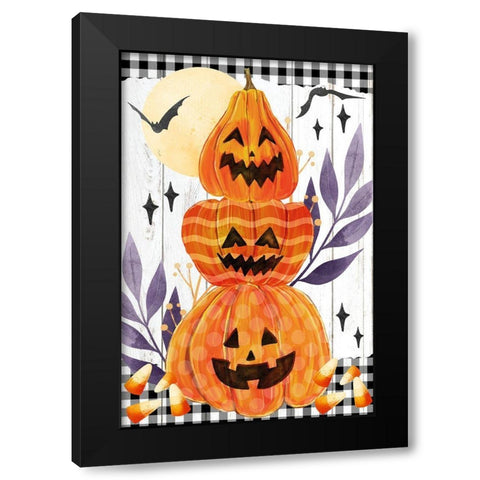 Pumpkin Trio Black Modern Wood Framed Art Print with Double Matting by Allen, Kimberly
