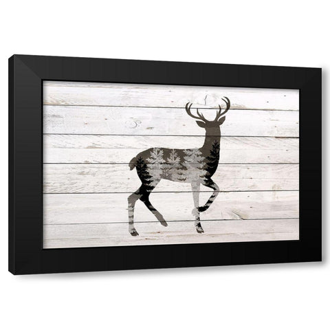 Into The Forest 2 Deer Black Modern Wood Framed Art Print by Allen, Kimberly