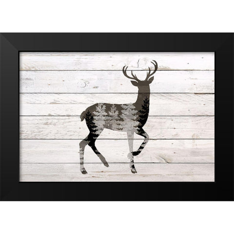 Into The Forest 2 Deer Black Modern Wood Framed Art Print by Allen, Kimberly
