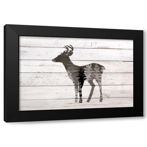 Into The Forest 3 Deer Black Modern Wood Framed Art Print by Allen, Kimberly
