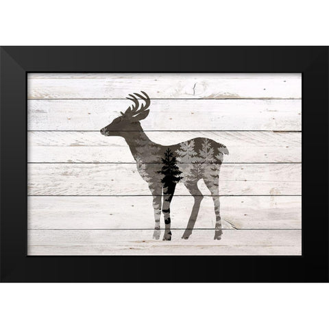 Into The Forest 3 Deer Black Modern Wood Framed Art Print by Allen, Kimberly