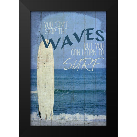 Learn to Surf Black Modern Wood Framed Art Print by Allen, Kimberly