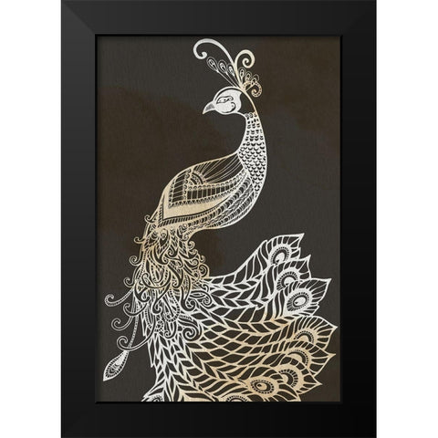 Monotone Peacock Black Modern Wood Framed Art Print by Allen, Kimberly