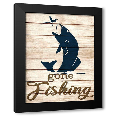 Gone Fishing Black Modern Wood Framed Art Print with Double Matting by Allen, Kimberly