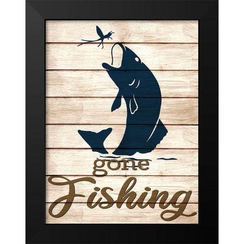 Gone Fishing Black Modern Wood Framed Art Print by Allen, Kimberly