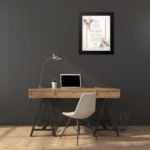 We Love Black Modern Wood Framed Art Print by Kimberly, Allen