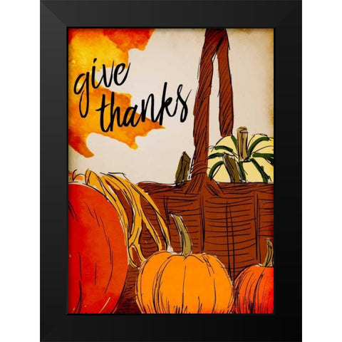 Give Thanks Basket Black Modern Wood Framed Art Print by Allen, Kimberly