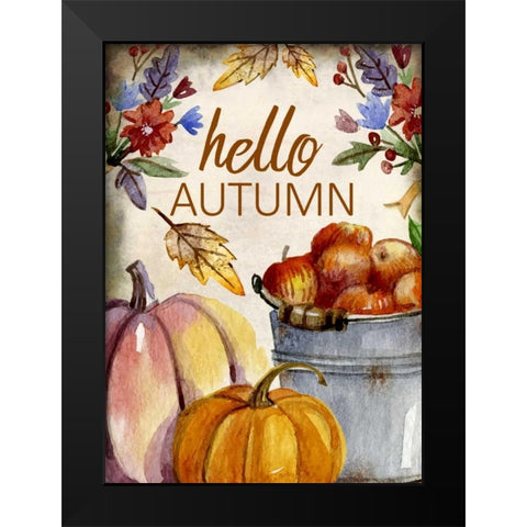 Hello Autumn Black Modern Wood Framed Art Print by Allen, Kimberly