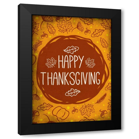 Happy Thanksgiving Orange Black Modern Wood Framed Art Print with Double Matting by Allen, Kimberly