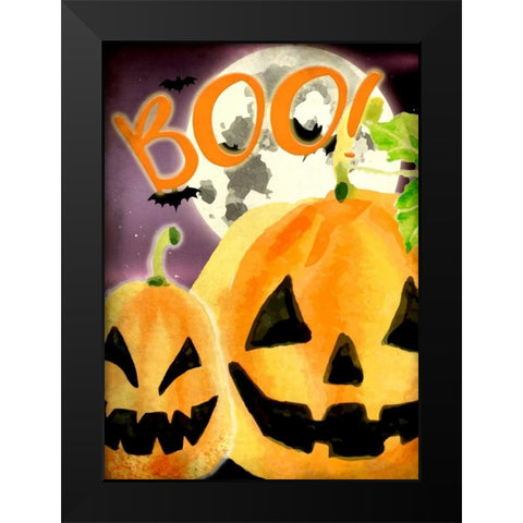 Boo Pumpkins Black Modern Wood Framed Art Print by Allen, Kimberly