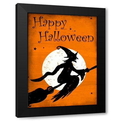 Happy Halloween Witch Black Modern Wood Framed Art Print by Allen, Kimberly