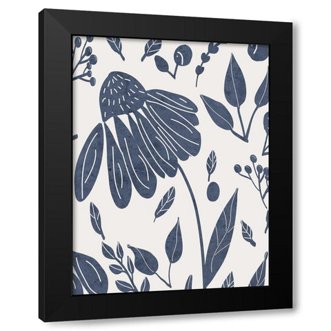 Denim Floral 2 Black Modern Wood Framed Art Print by Allen, Kimberly