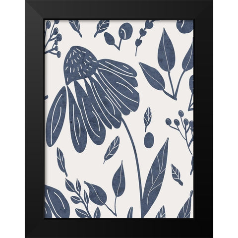 Denim Floral 2 Black Modern Wood Framed Art Print by Allen, Kimberly