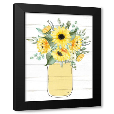 Mason Jar Floral 2 Black Modern Wood Framed Art Print with Double Matting by Allen, Kimberly