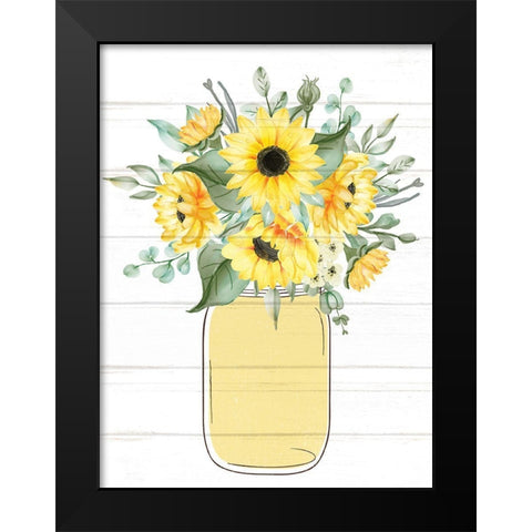 Mason Jar Floral 2 Black Modern Wood Framed Art Print by Allen, Kimberly