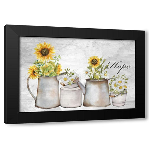 Hope Sunflower Daisies Black Modern Wood Framed Art Print with Double Matting by Allen, Kimberly