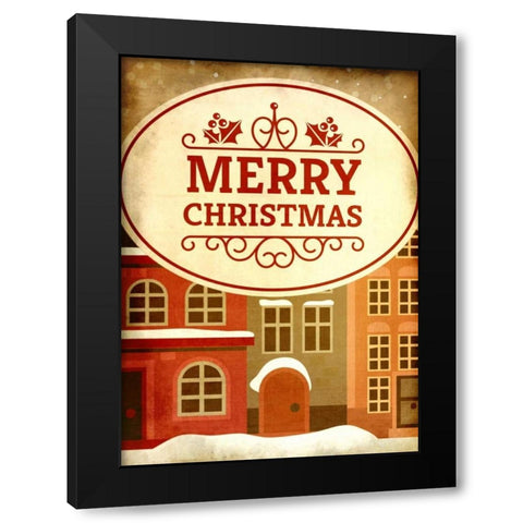 Christmas Village Black Modern Wood Framed Art Print by Allen, Kimberly