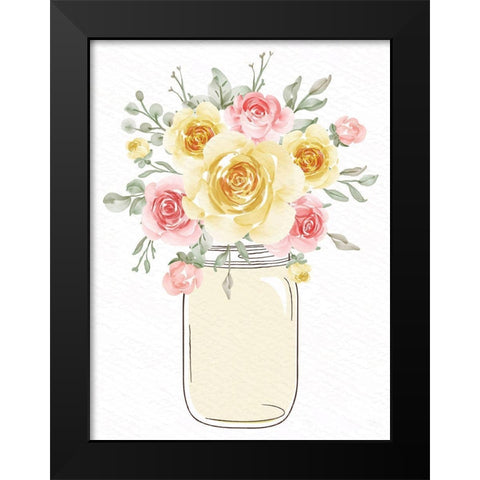 Mason Jar Floral 1 Black Modern Wood Framed Art Print by Allen, Kimberly