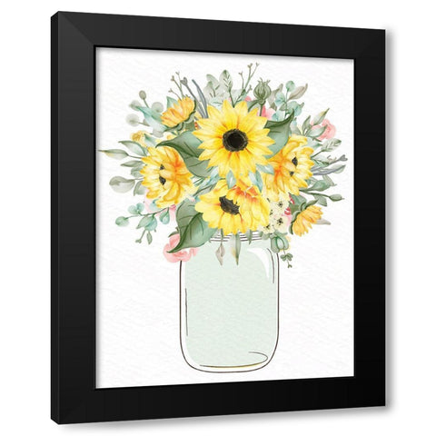 Mason Jar Floral 2 Black Modern Wood Framed Art Print with Double Matting by Allen, Kimberly