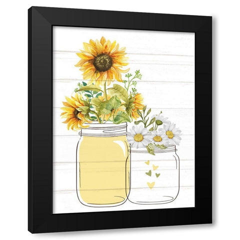Mason Jar Floral 7 Black Modern Wood Framed Art Print by Allen, Kimberly