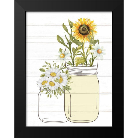Mason Jar Floral 8 Black Modern Wood Framed Art Print by Allen, Kimberly