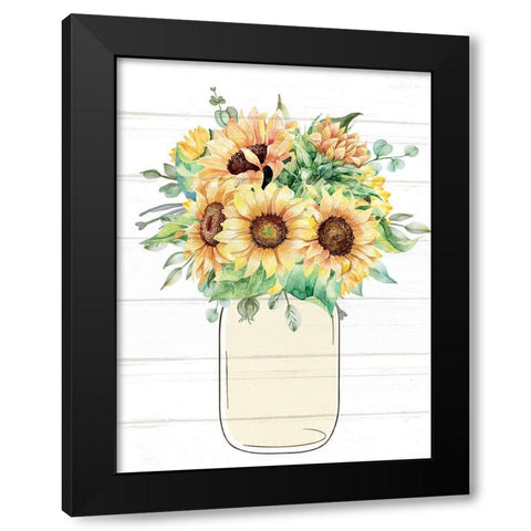 Mason Jar Floral 13 Black Modern Wood Framed Art Print by Allen, Kimberly