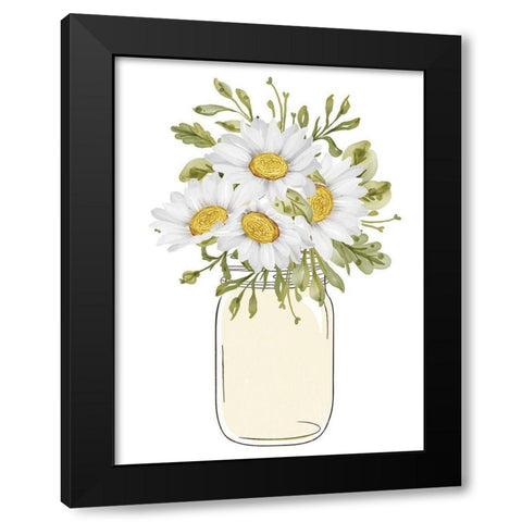 Mason Jar Floral 1 Black Modern Wood Framed Art Print by Allen, Kimberly