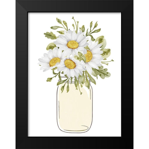 Mason Jar Floral 1 Black Modern Wood Framed Art Print by Allen, Kimberly