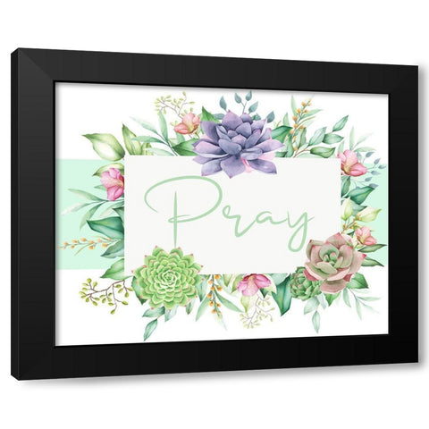 Succulent Sentiment 1 Black Modern Wood Framed Art Print with Double Matting by Allen, Kimberly