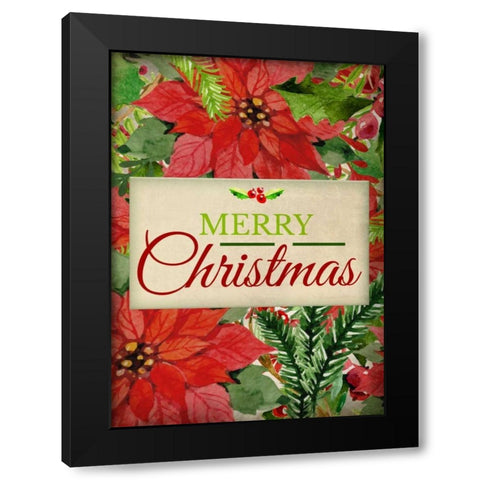 Poinsettia Christmas Black Modern Wood Framed Art Print with Double Matting by Allen, Kimberly