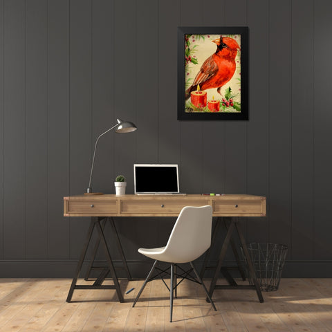 Christmas Cardinal Black Modern Wood Framed Art Print by Allen, Kimberly