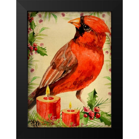 Christmas Cardinal Black Modern Wood Framed Art Print by Allen, Kimberly